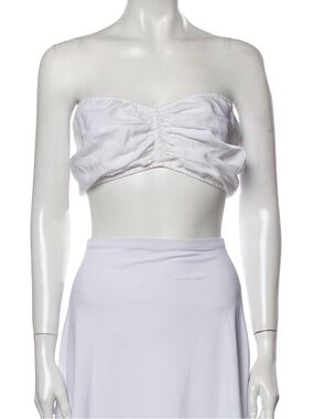 Nathalie Trad Linen Ruched Bandeau Top